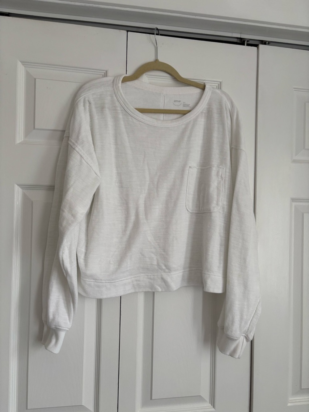 White Long Sleeve Pocket Tee